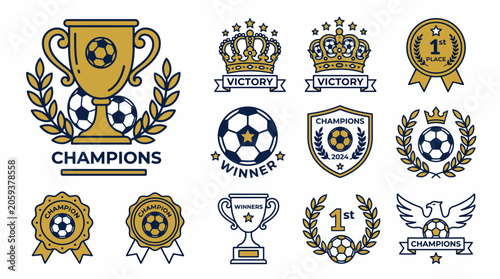 Cuadro en lienzo Soccer Champions Trophy Awards Logos.