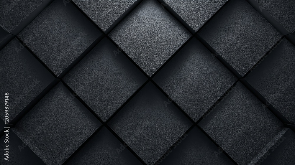 Fototapeta premium 3d black diamond pattern abstract wallpaper with dark geometric texture, luxury digital background featuring embossed diamond grid design, modern black textured graphics poster backdrop for premium br