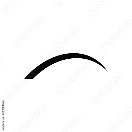 A single black curved arch shape isolated on a white background, for use as, a in digital, projects or architectural