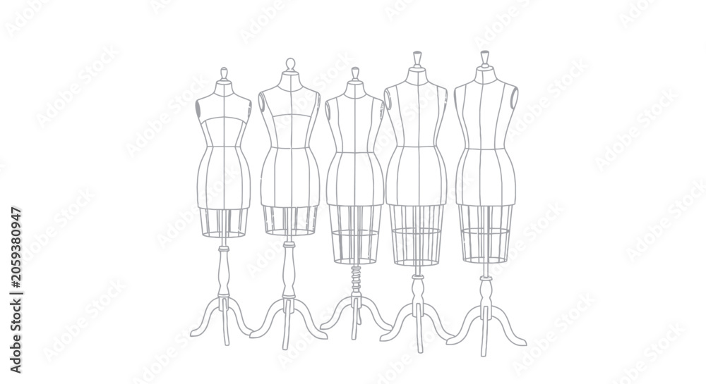 Obraz premium Tailor Mannequin Icon Set