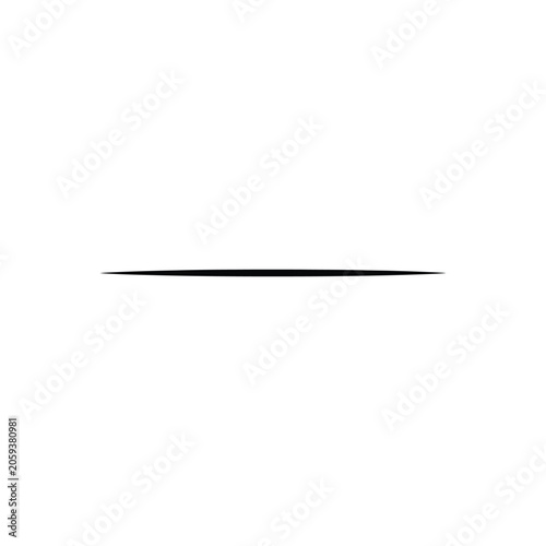 A single thin horizontal black line with tapered ends, centered on a plain white background, minimalist for layouts