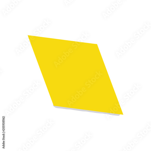 A single yellow parallelogram shape with sharp corners, presented as a flat isolated on a clean white background