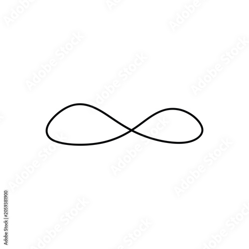 A black infinity symbol drawn with a continuous thin line, representing the concept of eternity and endlessness on a white background