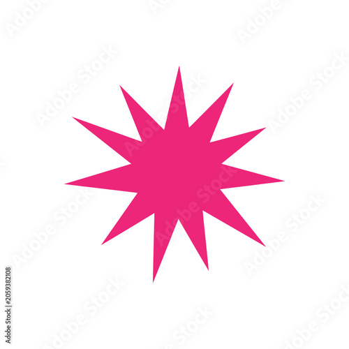 A bold magenta twelve-pointed star shape with sharp geometric edges isolated on a plain white background, for use in projects