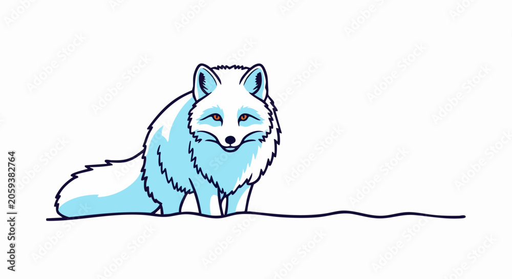 Fototapeta premium Arctic fox sitting in the snow.