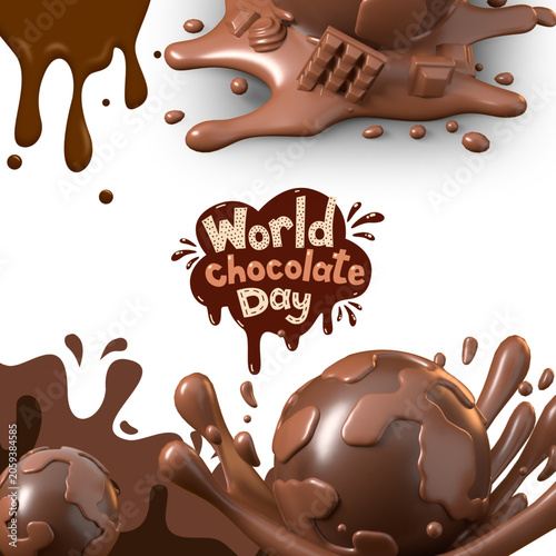 Chocolate day design with chocolate decoration and chocolate snacks