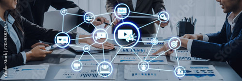 Bild auf Leinwand The concept of video marketing increases online engagement