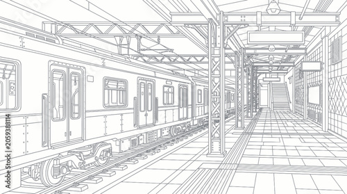 Subway Train Station Vector Illustration