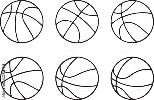 Basketball Black Outline Icon Set
