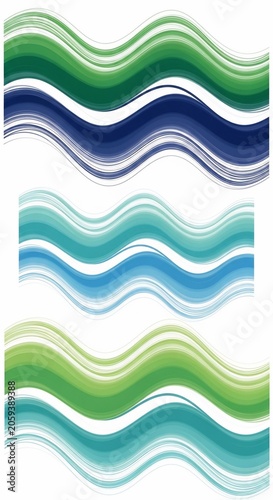 Oceanic Swirls: Vibrant Blue & Green Abstract Waves