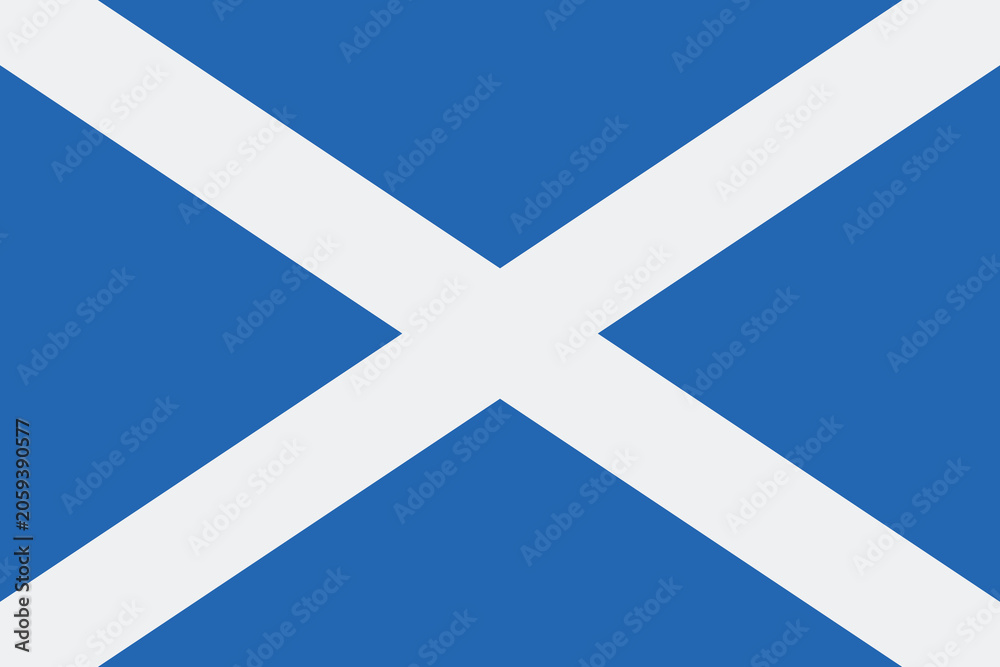 Fototapeta premium Saint Andrews Cross flag of Scotland vector illustration on a blue background