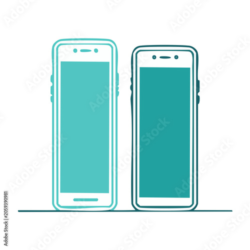 Two smartphones in flat design illustration