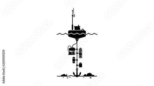 Bild auf Leinwand Oceanographic Data Buoy Vector Illustration