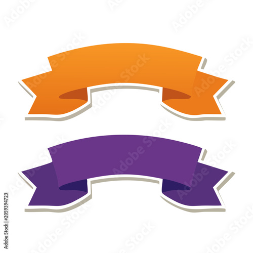 Orange and Purple Curved Ribbon Banners