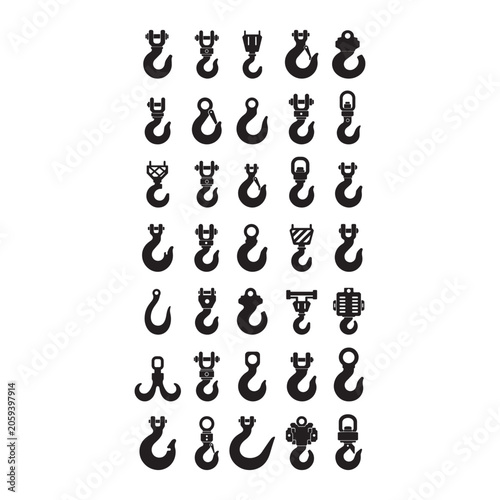 Foto Industrial Swivel Hook Collection

Industrial swivel hook icons for material handling and lifting systems