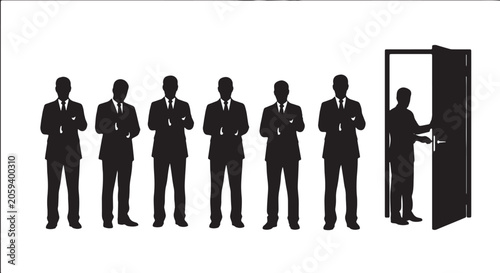 Cuadro en lienzo Black Solid Vice President Adjusting Cuffs Silhouettes Set of Six on White Backg