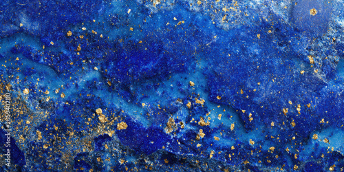 Lazuli slab intense deep blue with flecks of golden mineral, natural stone texture background