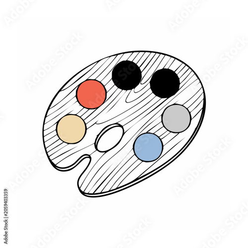 Hand drawn artist palette with color swatches