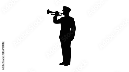 Billede på lærred Military Bugler Silhouette Vector