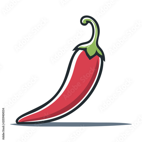 Red chili pepper icon with green stem