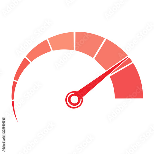 Red speedometer gauge icon with needle