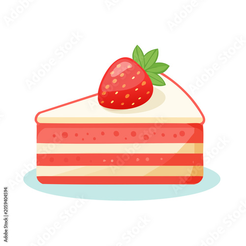 Strawberry Cake Slice with Fresh Berry Topping