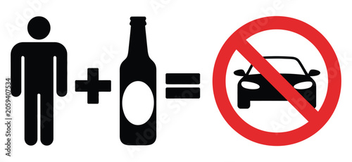 Foto Do not drink and drive sign icon vector isolated on white background featuring r