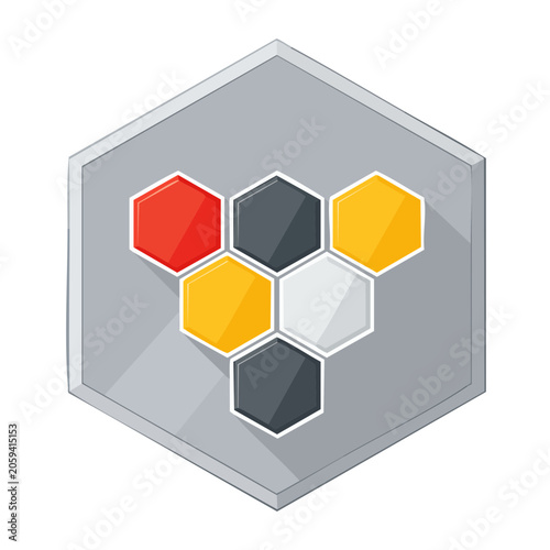 Colorful Hexagon Cluster Icon on Gray Background