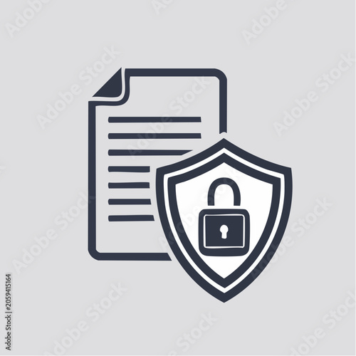Document Security Icon with Shield and Lock