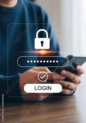 Person logging into digital account with phone login