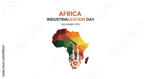 Africa Industrialization Day Map Illustration Design.