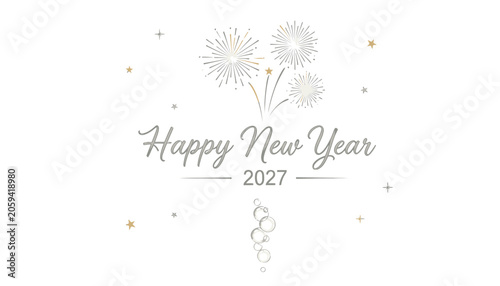 Happy New Year 2027 Fireworks Celebration.