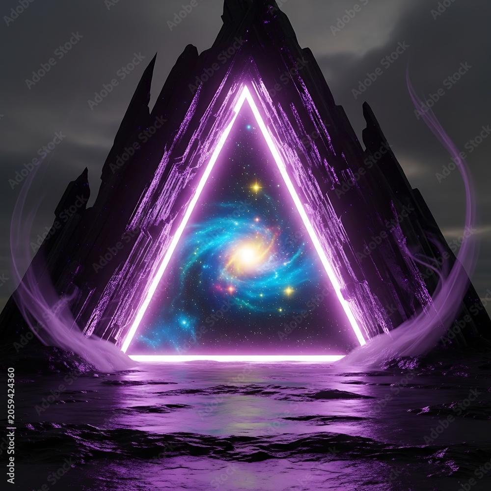 Fototapeta premium Vibrant purple and blue abstract light tunnel effect.