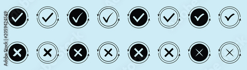 Quadro su tela ick and Red Cross Signs – Circle and Square Checklist Icon Collection