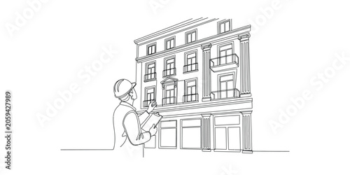 Architect Sketching Classical Building Construction Design