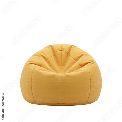 Canvas-taulu A single comfortable oversized yellow bean bag chair with quilted stitching deta