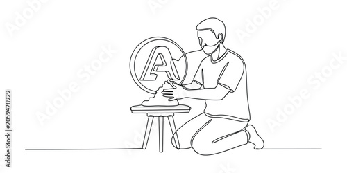 Artist creating initial A logo with clay