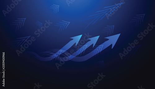Konstfotografi blue growth arrows background, blue shining arrow pointing upwards representing the concept of business development and financial progress vector