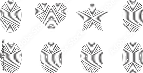 Cuadro en lienzo Set of fingerprint icons, collection of human finger print silhouettes, unique i