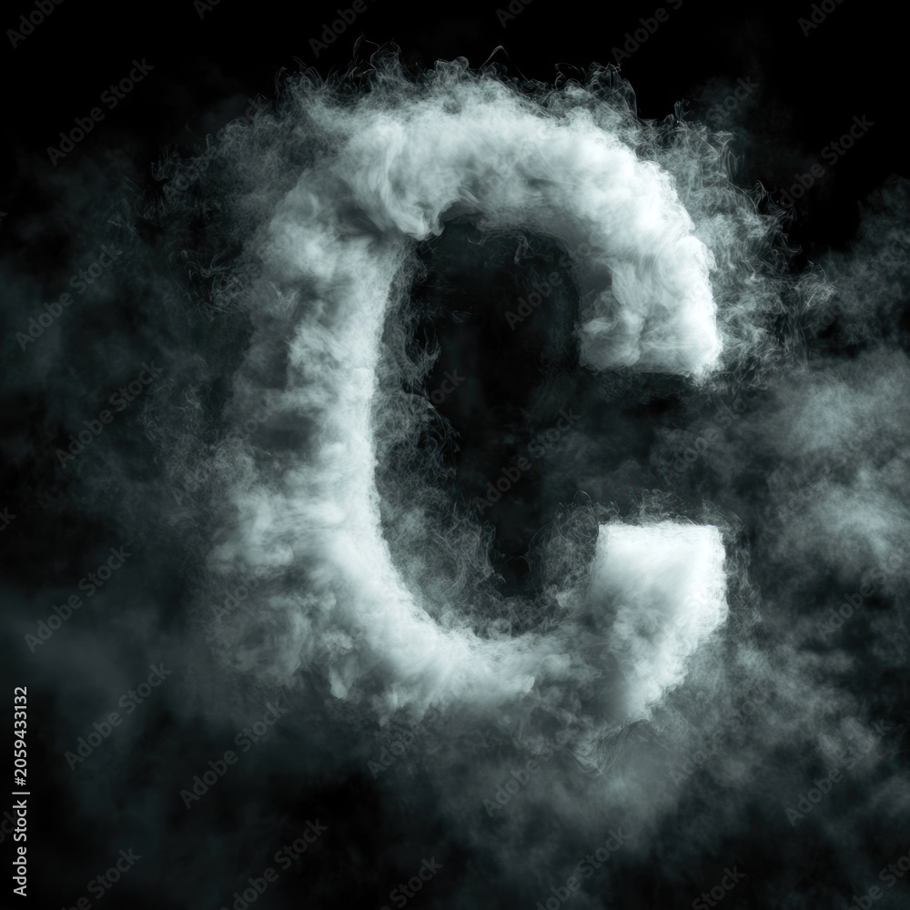 Obraz premium Capital letter C formed from ethereal smoke