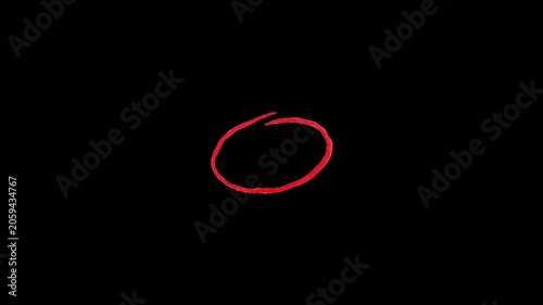 A red circle drawn on a black background with a small gap at the top right