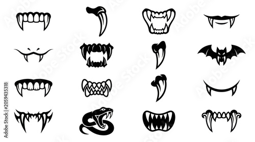 Photography A collection of various fangs and sharp teeth illustrations.