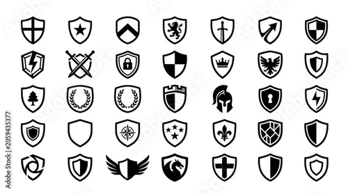 Tableau sur toile A collection of various heraldic shields and crests are displayed