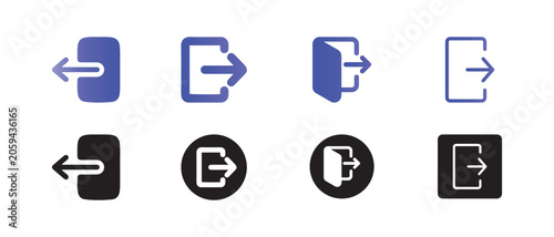 Login and Logout Icons Set with User Authentication Access Control and Secure Sign In Vector