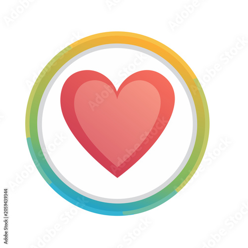 Red heart icon with rainbow circle