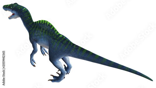 Bild auf Leinwand Blue and green dinosaur on a white background.