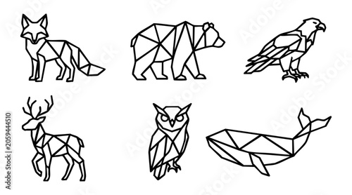 Photography Minimalist black and white vector illustration set featuring various geometric w