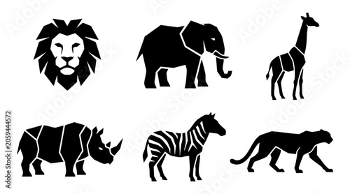 Photography Minimalist vector graphic set featuring stylized geometric silhouettes of variou