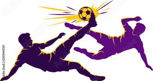 Fotografía Dynamic illustration of soccer players in action kicking ball