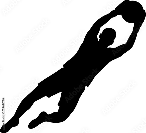 Tableau sur toile Silhouette of a basketball player jumping to dunk a ball